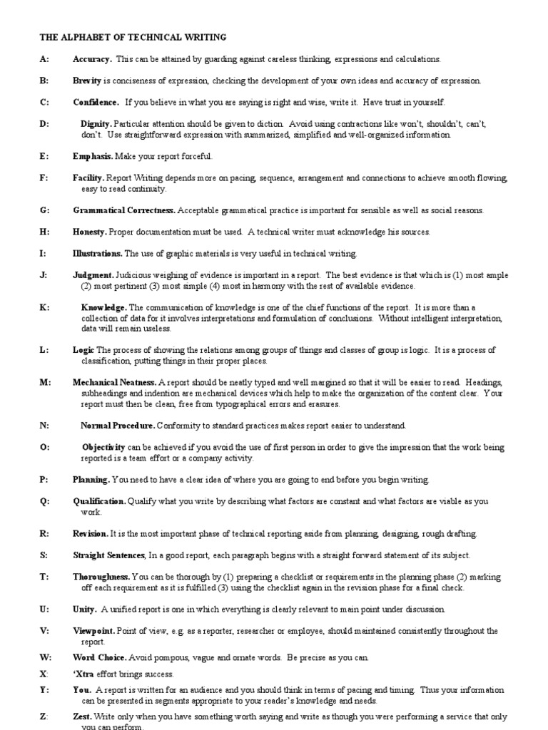 properties of technical writing accuracy zest in technical writing